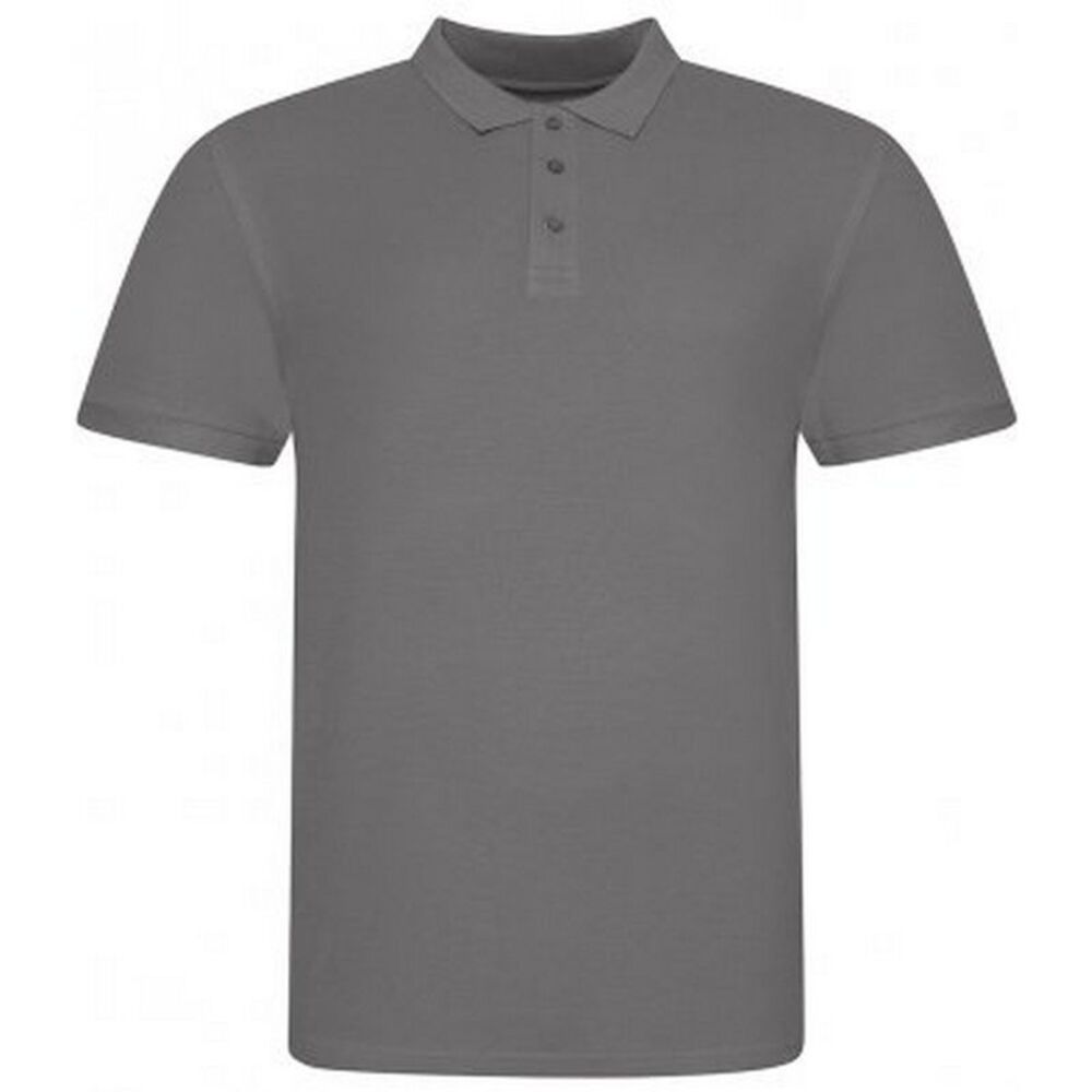 Awdis Mens Piqu Cotton Short-Sleeved Polo Shirt / Charcoal Grey